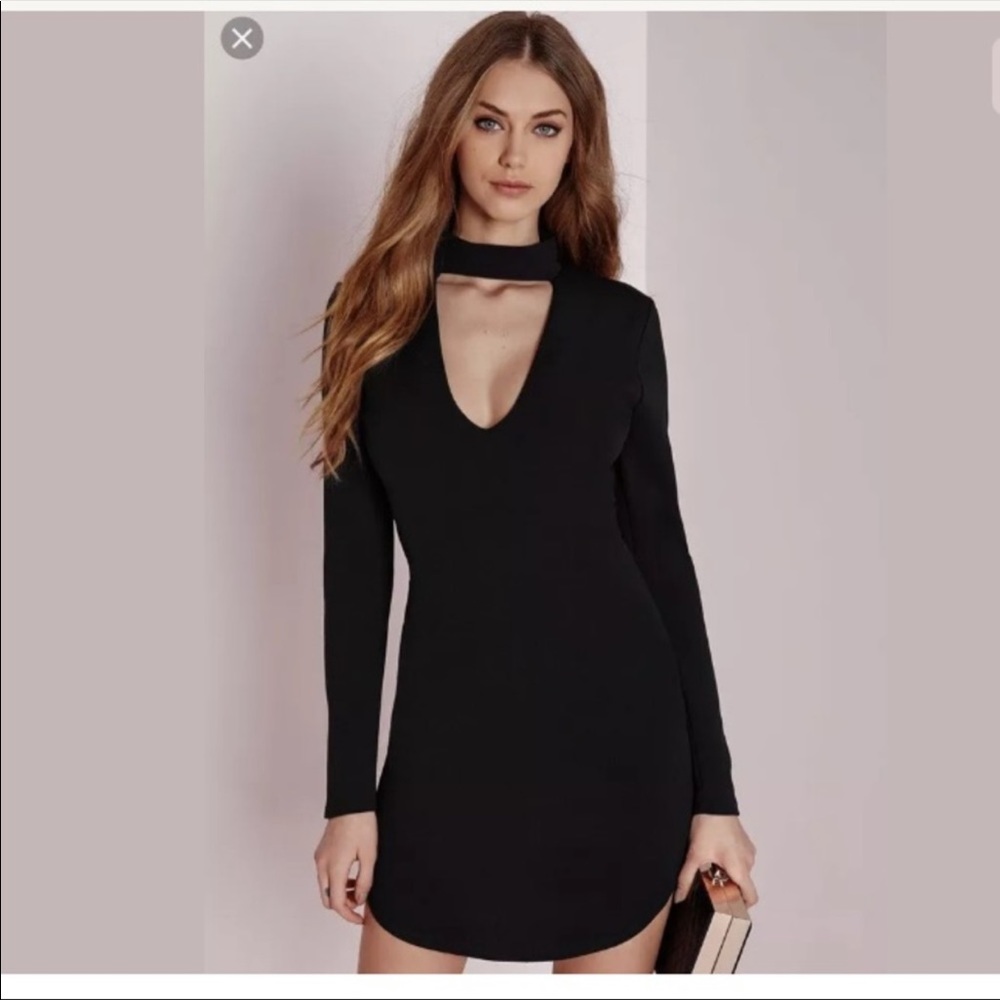 MISSGUIDED BLACK COCKTAIL CHOKER DRESS- SIZE US 6